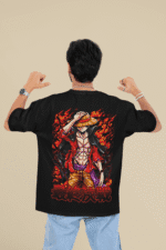 Final Showdown Fire Luffy oversized anime streetwear tee