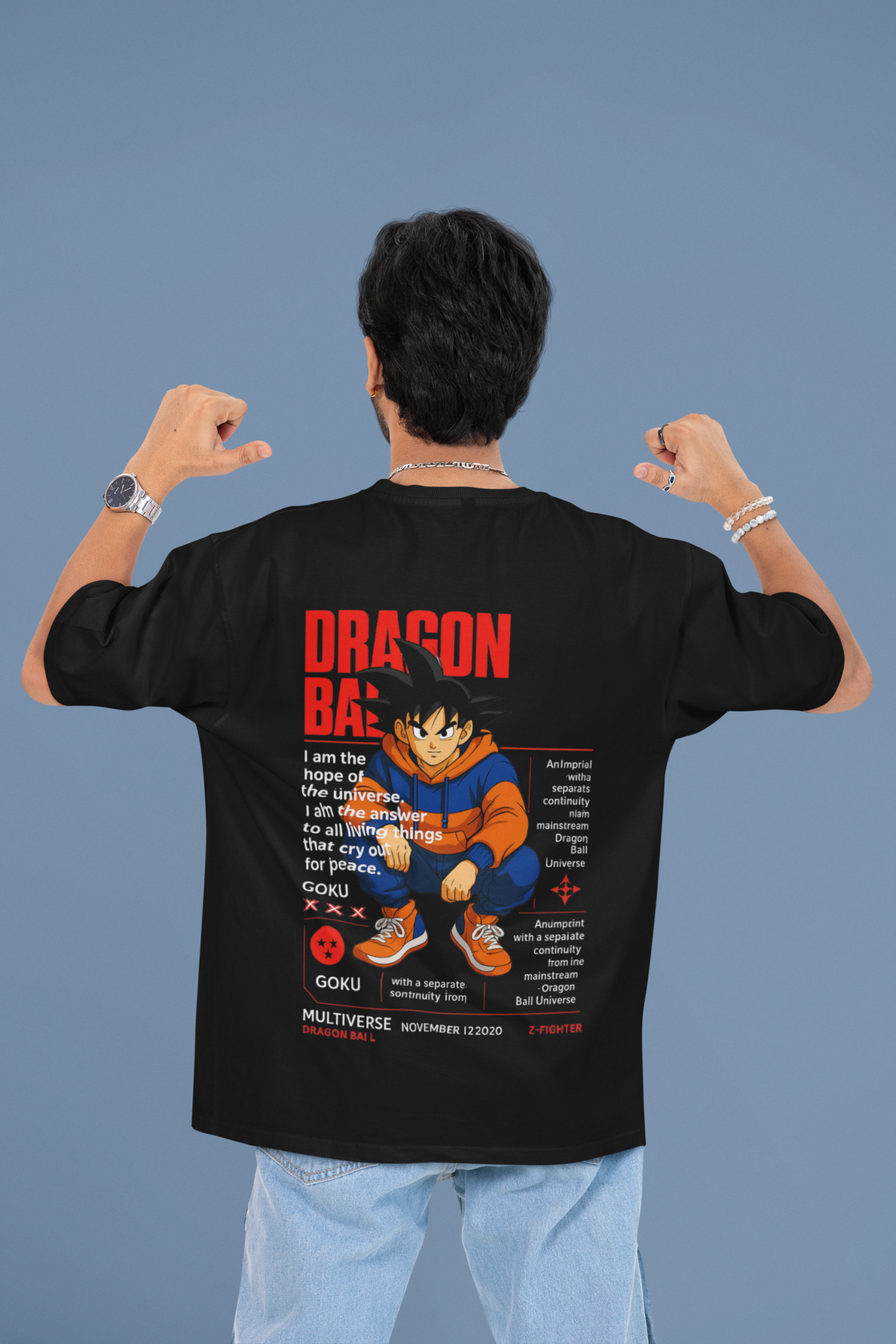 back-view-mockup-featuring-a-man-pointing-at-his-oversized-t-shirt-m53038_28-3 Multiverse Protector Goku oversized anime streetwear tee
