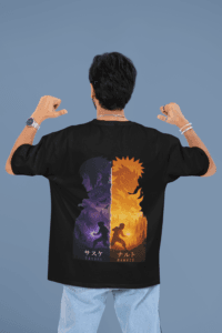 Naruto x Sasuke oversized anime streetwear tee