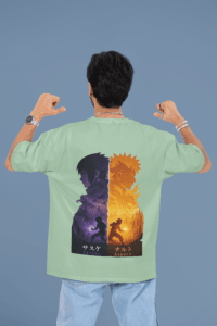 Naruto x Sasuke oversized anime streetwear tee