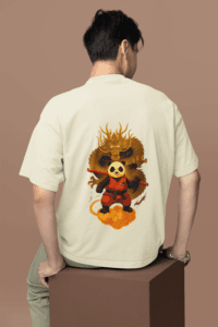 Dragon Warrior Panda oversized anime streetwear tee