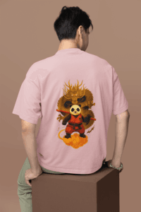 Dragon Warrior Panda oversized anime streetwear tee