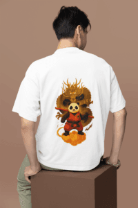 Dragon Warrior Panda oversized anime streetwear tee