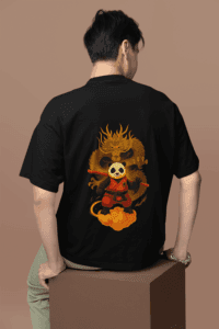 Dragon Warrior Panda oversized anime streetwear tee