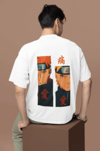 Naruto vs Pain oversized anime streetwear tee