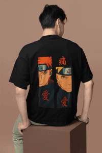 Naruto vs Pain oversized anime streetwear tee