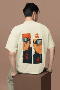 Naruto vs Pain oversized anime streetwear tee