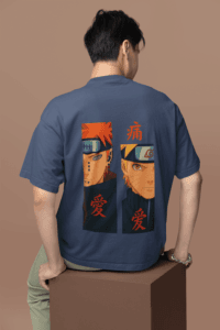Naruto vs Pain oversized anime streetwear tee