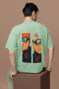 Naruto vs Pain oversized anime streetwear tee