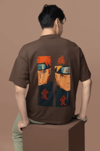 Naruto vs Pain oversized anime streetwear tee
