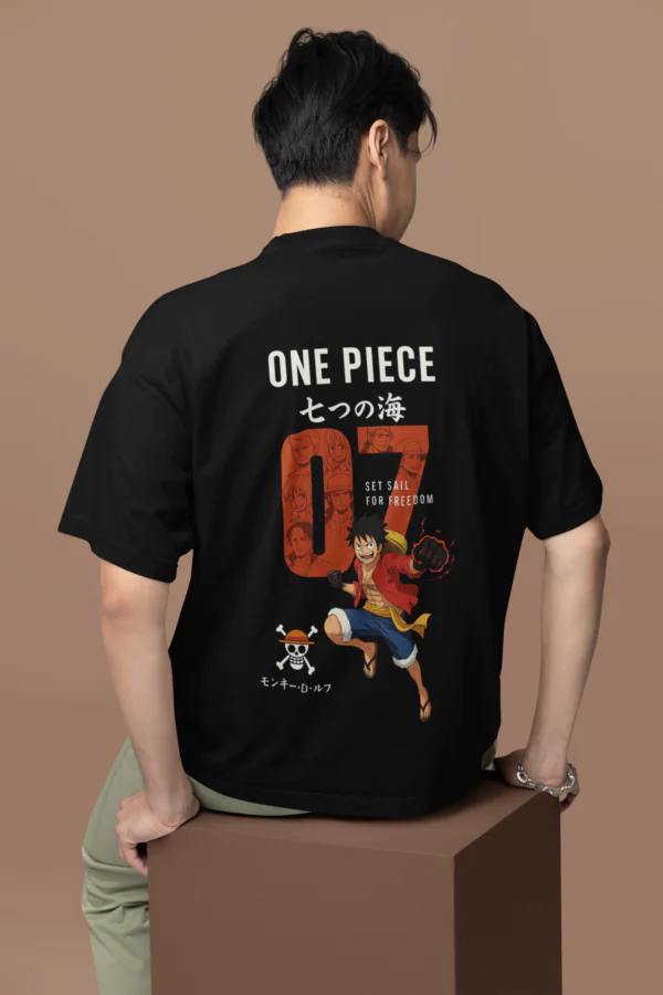 One Piece Freedom oversized anime streetwear tee