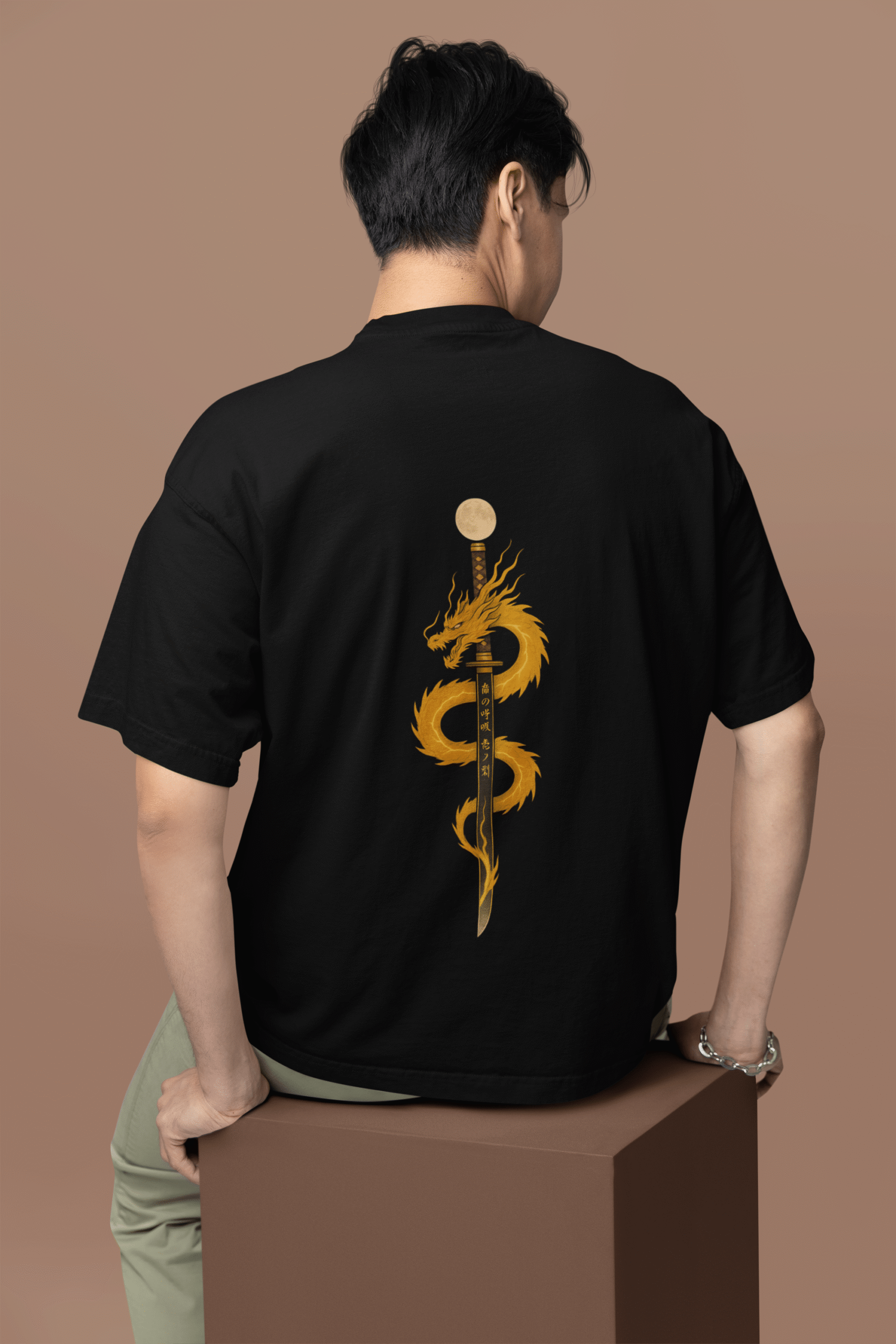 back-view-oversized-tee-mockup-of-a-man-sitting-on-a-customizable-cube-m38922-2025-07-09T151008.326 Rise of the Golden Dragon Katana Oversized Tee - Image 1