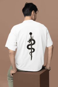 Rise of the Black Dragon Katana oversized anime streetwear tee