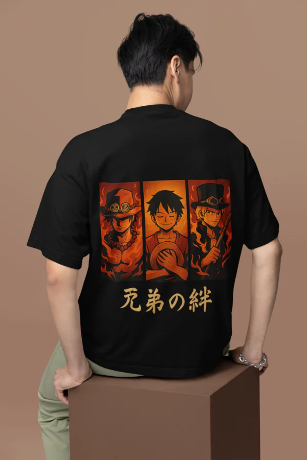 Brothers of the Flame One Piece Legacy Tee anime oversized streetwear t shirt front and back design
