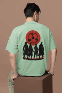Eyes of the Uchiha Sharingan Oversized Tee anime oversized streetwear t shirt front and back design