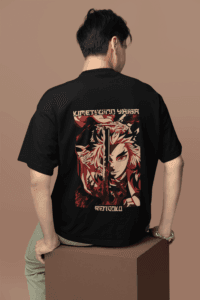 Flame Pillar Rengoku Oversized Tee anime oversized streetwear t shirt front and back design