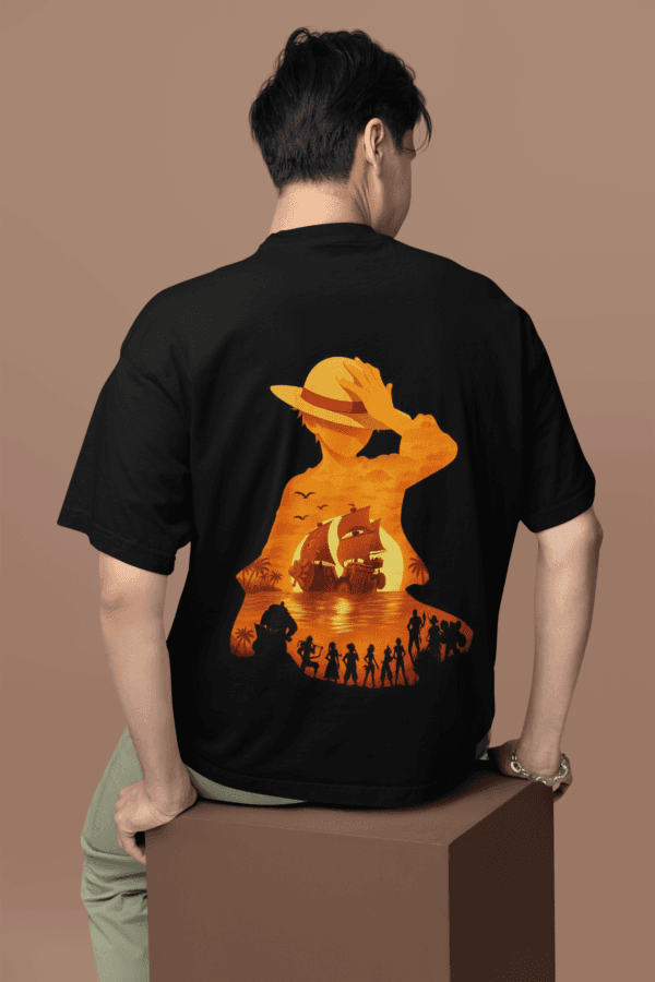 Pirate Legacy Straw Hat Crew Oversized Tee anime oversized streetwear t shirt front and back design