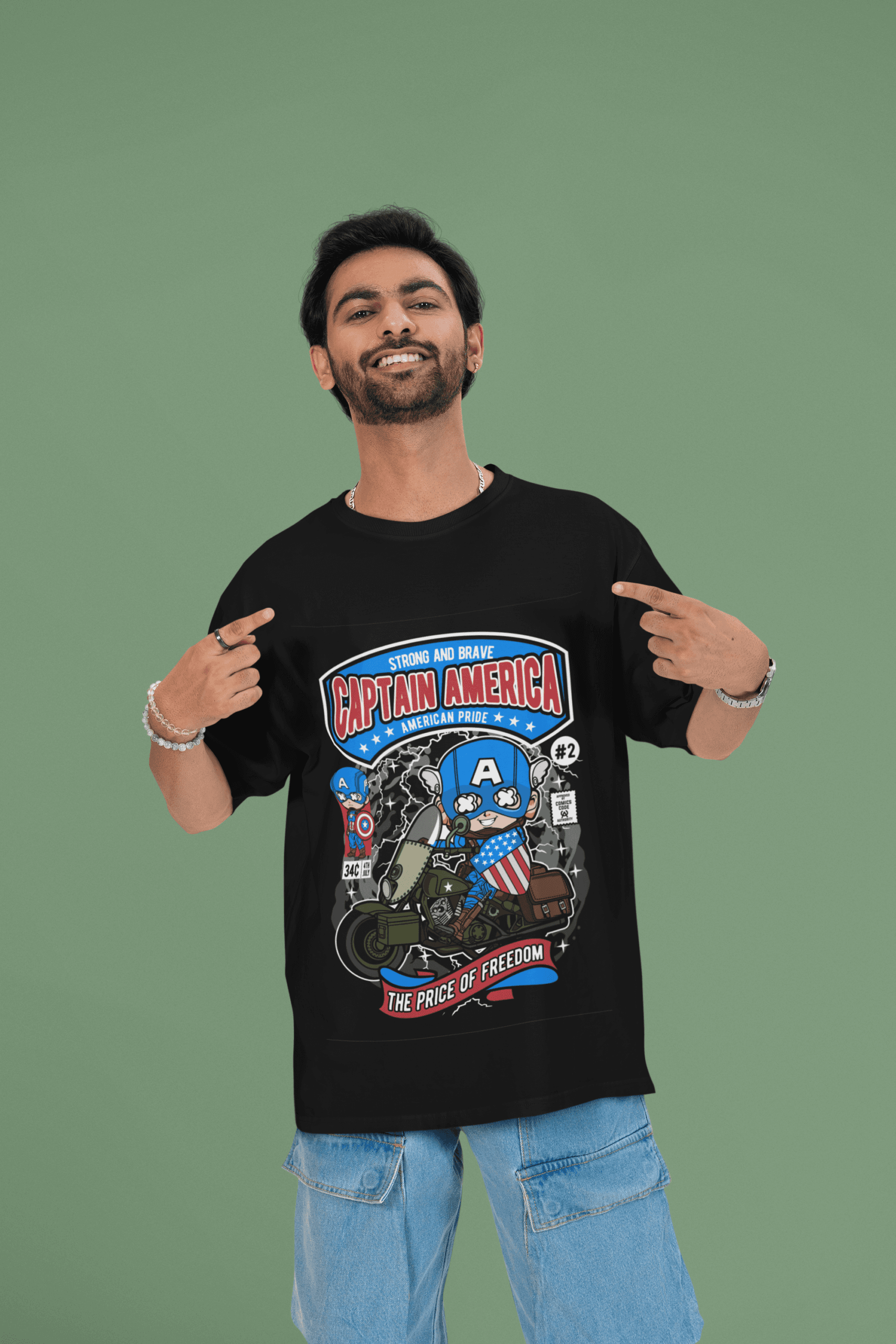 Captain America oversized anime streetwear tee Captain America oversized anime streetwear tee