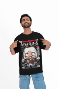 Hidden Blades Chibi Assassinâ€™s Creed Tee oversized anime streetwear tee