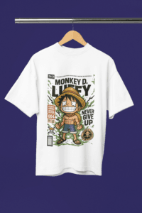 King of the Sea Luffy Gear 5 oversized anime streetwear tee