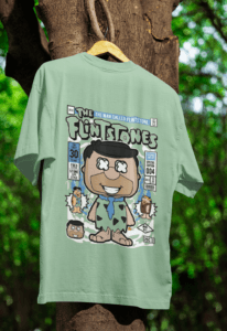 Bedrock Throwback Flintstones oversized anime streetwear tee
