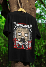Ride the Lightning Metallica oversized anime streetwear tee
