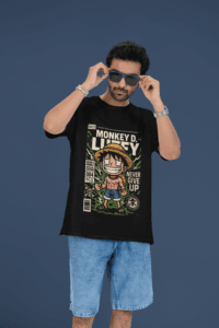 King of the Sea Luffy Gear 5 oversized anime streetwear tee