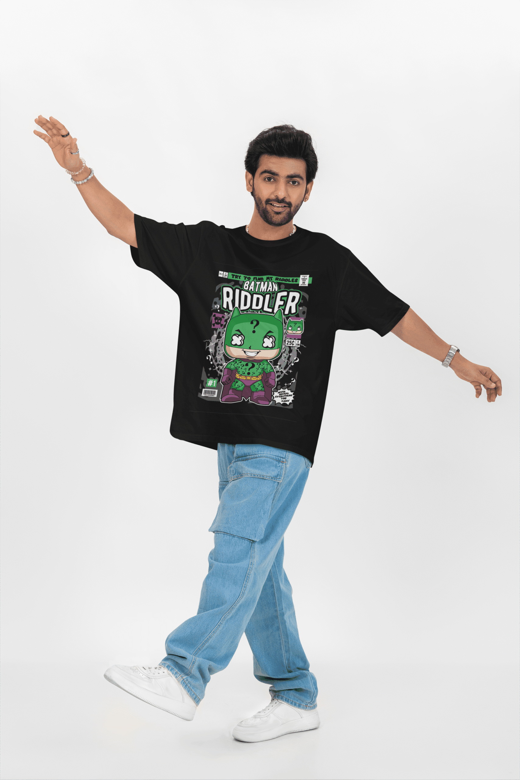 Solve the Mystery Riddler oversized anime streetwear tee Solve the Mystery Riddler oversized anime streetwear tee